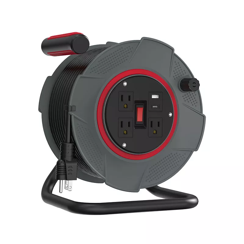 3 outlets usb plast ledningsrulle 80ft